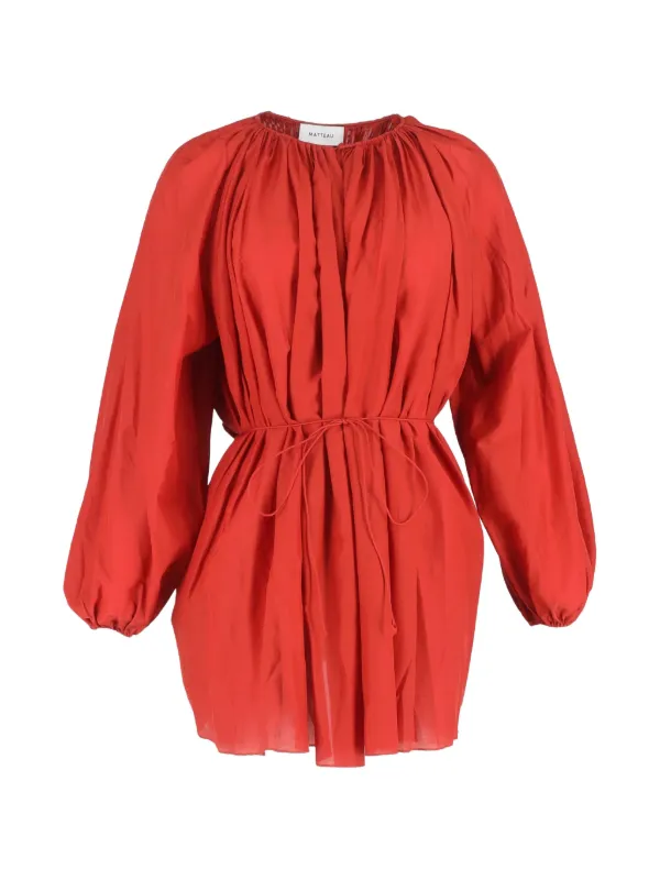 matteau mini dress Matteau Gathered balloon-sleeve Mini Dress | Red