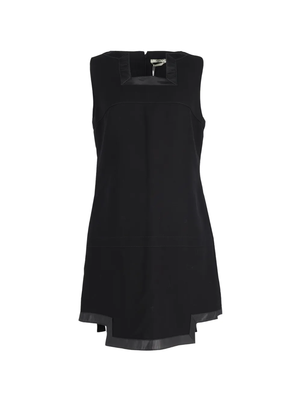 Fendi Pre-Owned leather-trim sleeveless midi dress - Nero