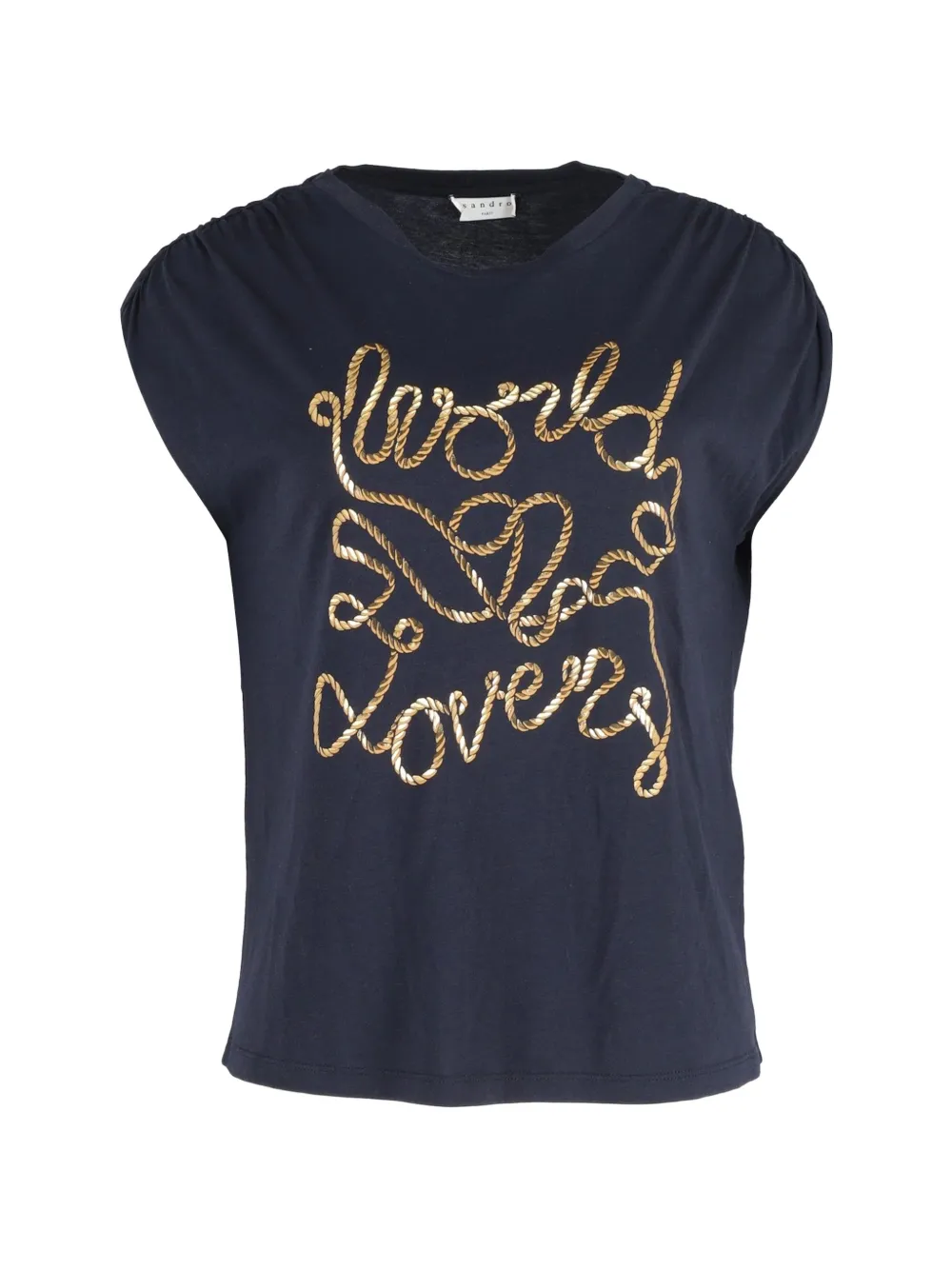 SANDRO World Lovers print rope-design T-shirt - Blu