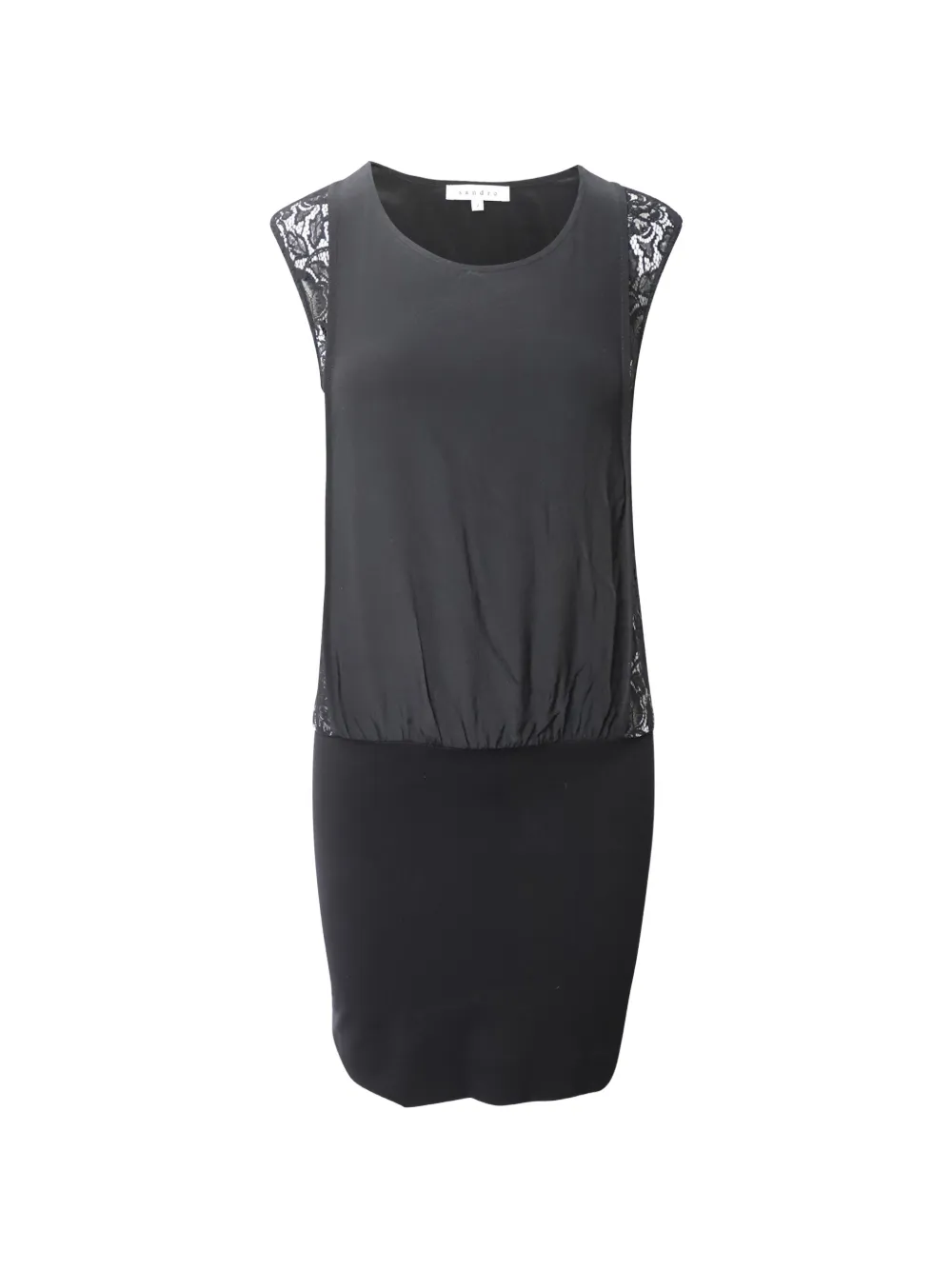 SANDRO lace-detail round-neck dress - Nero