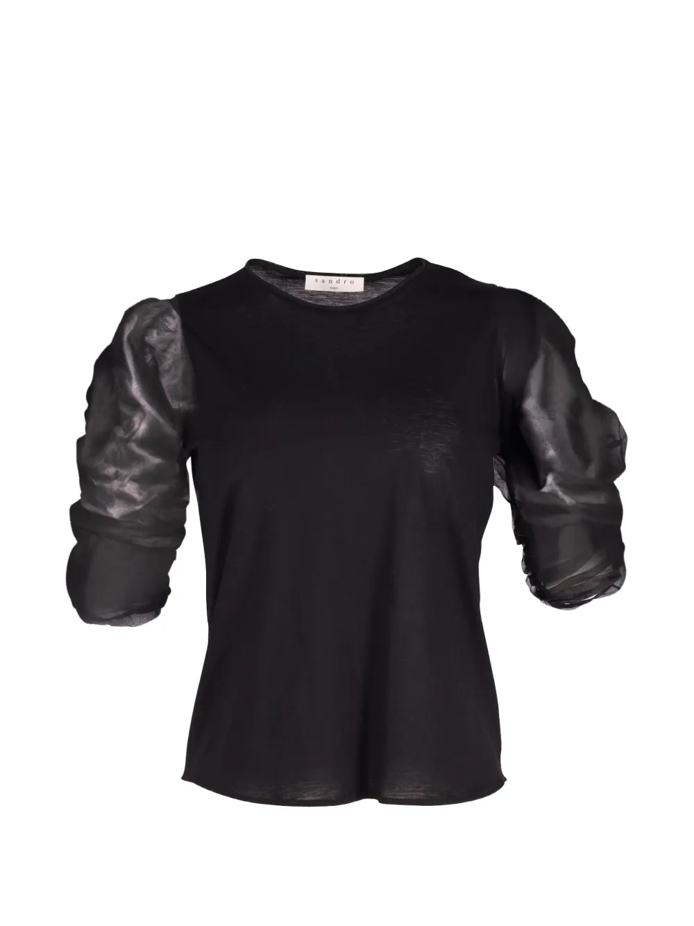 SANDRO sheer-sleeved blouse - Nero