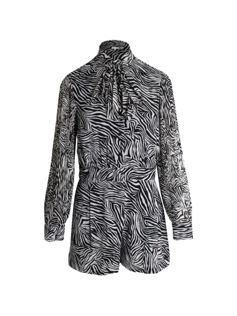 Michael Kors Vintage pussy-bow animal print playsuit