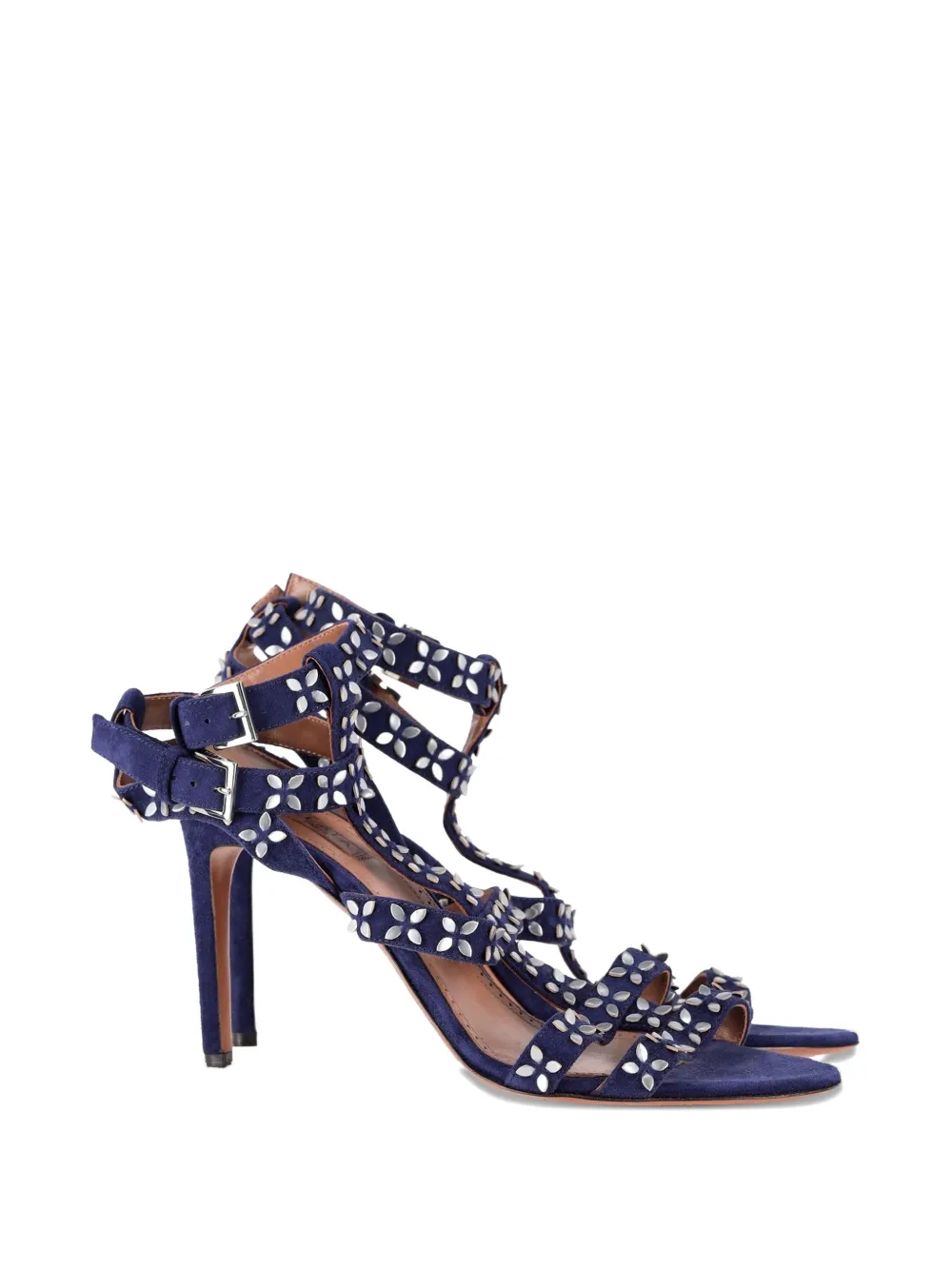 Alaïa Pre-Owned flower stud ankle strap sandals - Blu