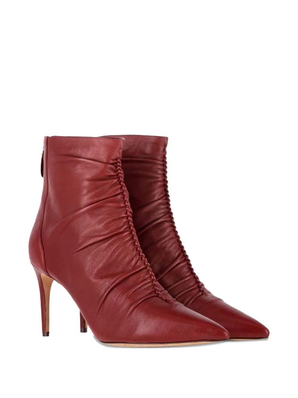  Alexandre Birman Susanna Pointed Ruched Ankle Boots - Red 