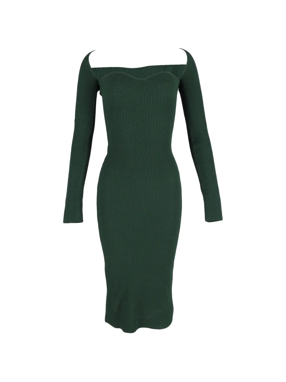 KHAITE Beth ribbed-knit midi dress - Verde