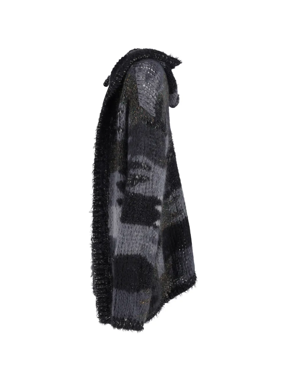 Camouflage-Pattern Hooded Cardigan