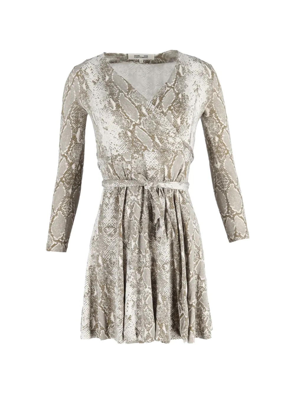 Diane Von Furstenberg Vintage snakeskin-print wrap mini dress - Toni neutri
