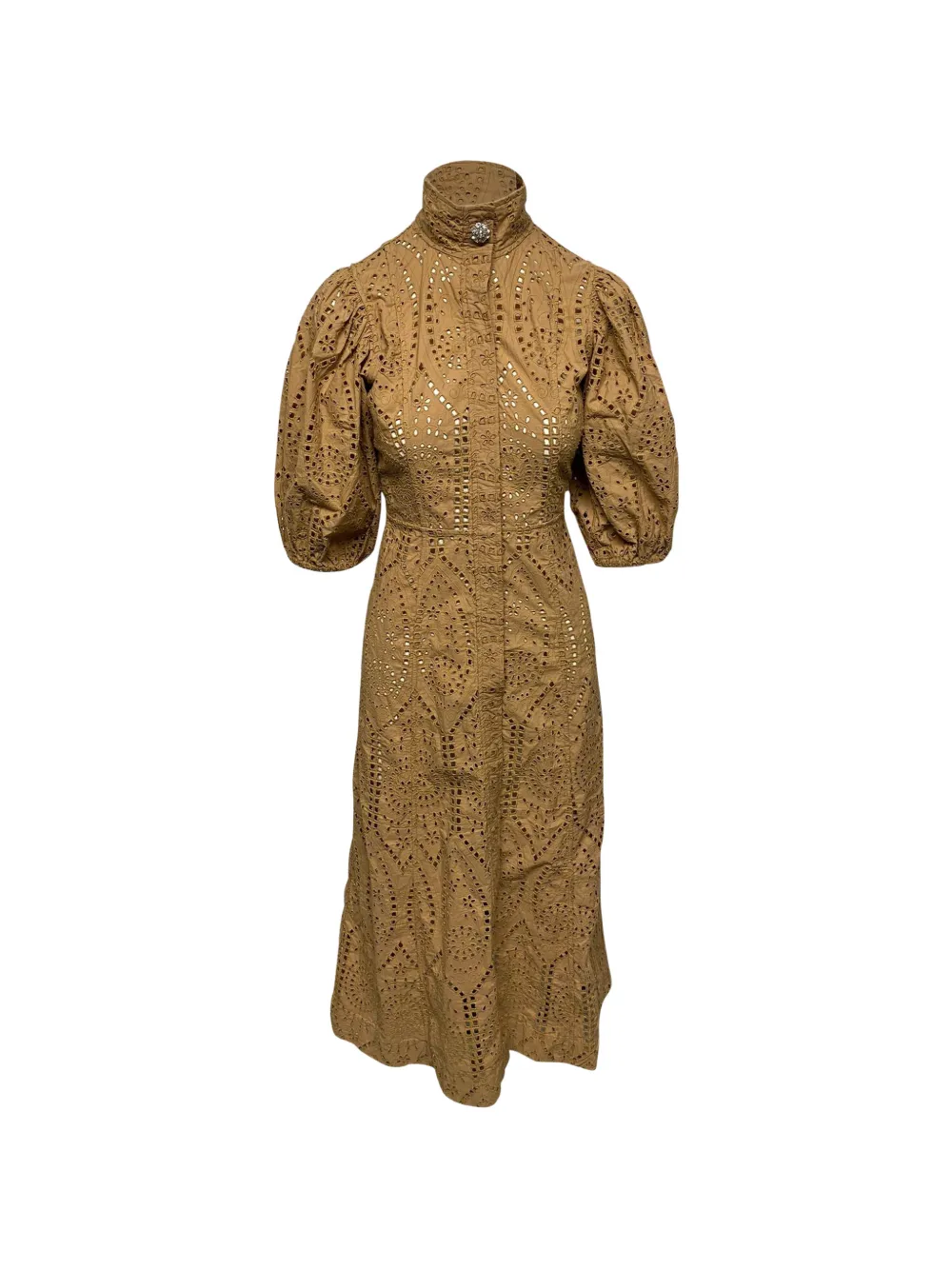 GANNI eyelet crystal dress - Marrone