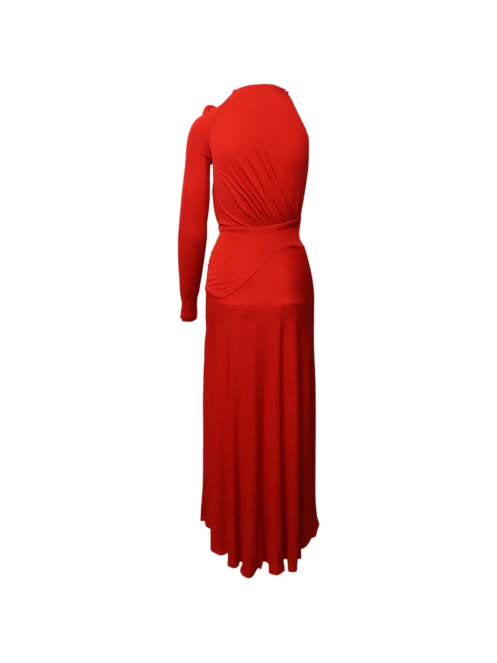 Gathered One-Shoulder Gown Dress