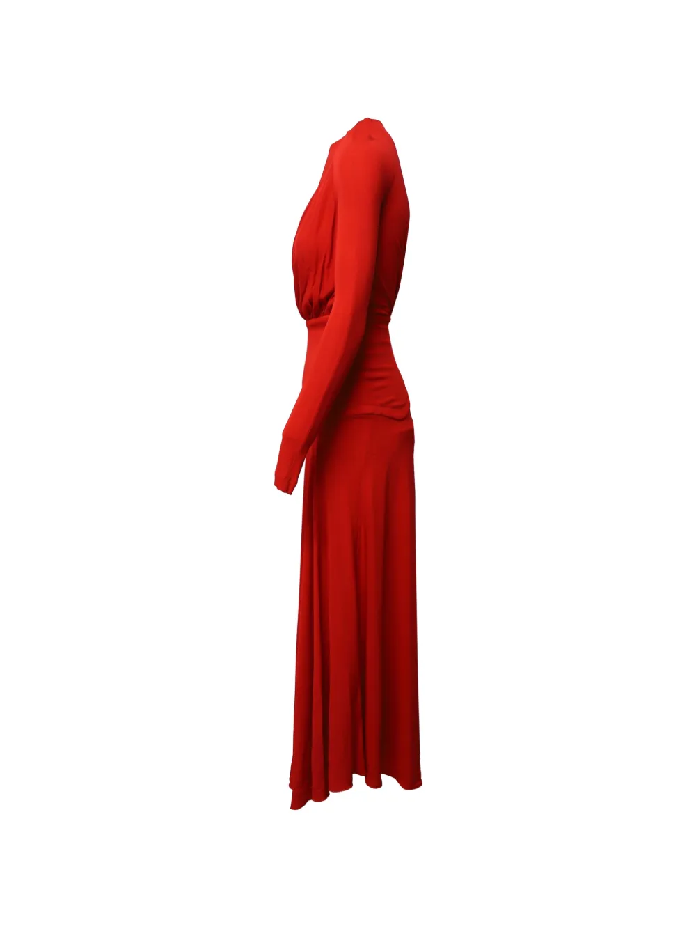 Gathered One-Shoulder Gown Dress