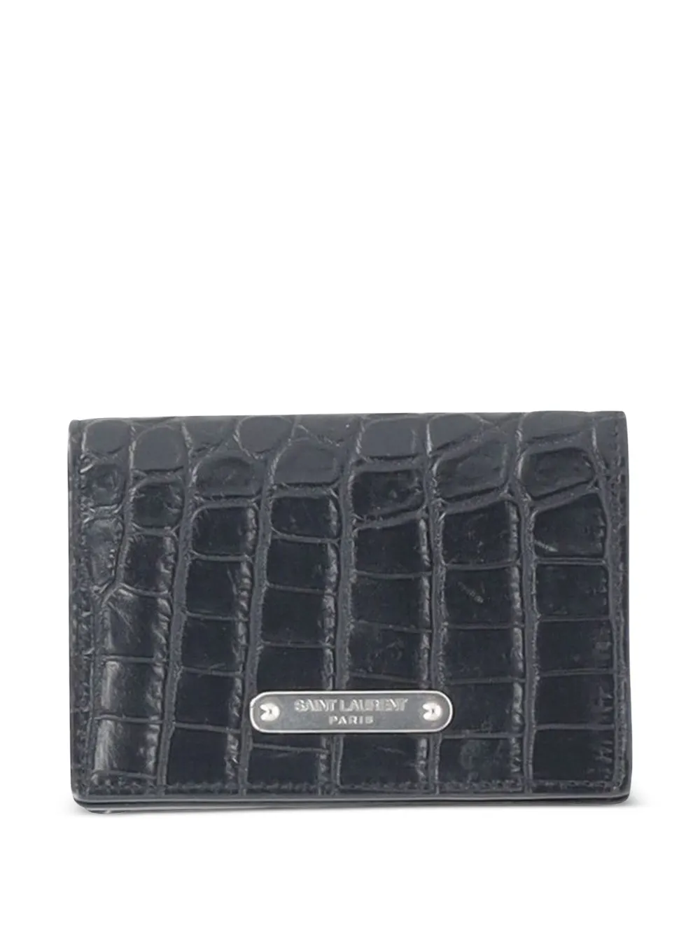 Saint Laurent Pre-Owned logo-plaque croc-embossed wallet - Nero