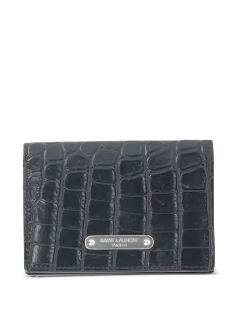 Saint Laurent Pre-Owned logo-plaque croc-embossed wallet