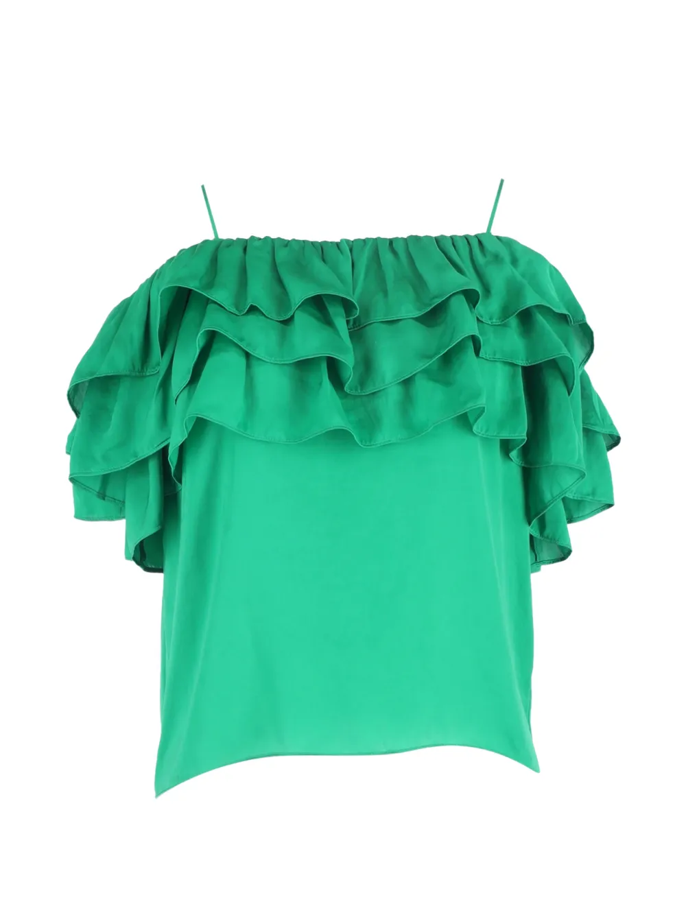 Maje ruffled off-shoulder top - Verde