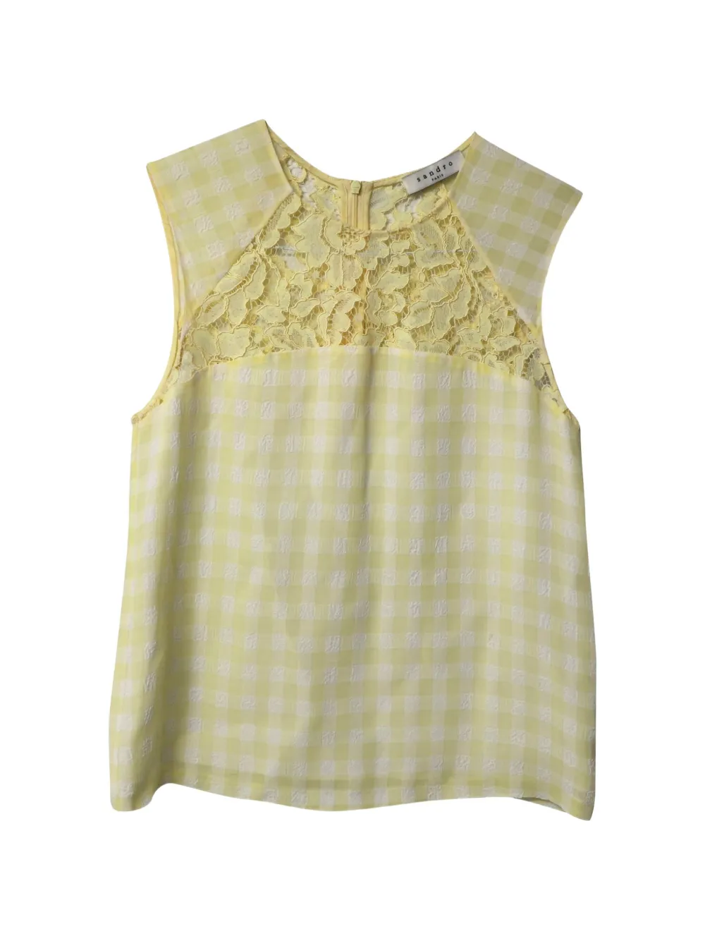 SANDRO checkered lace sleeveless top - Giallo