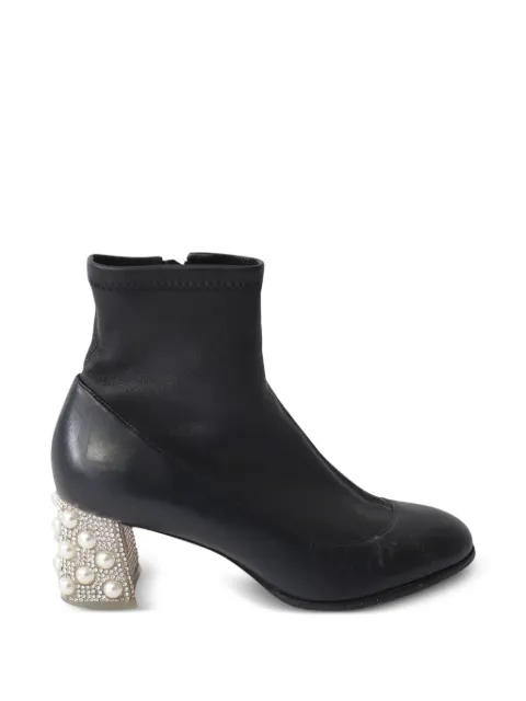 Sophia Webster pearl-embellished heel ankle boots