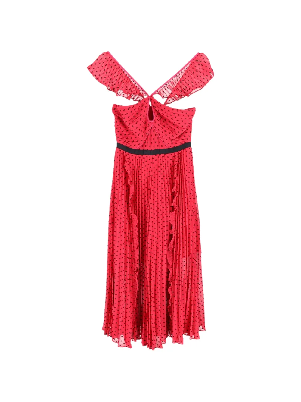 Self-Portrait ruffle pleated dress - Red