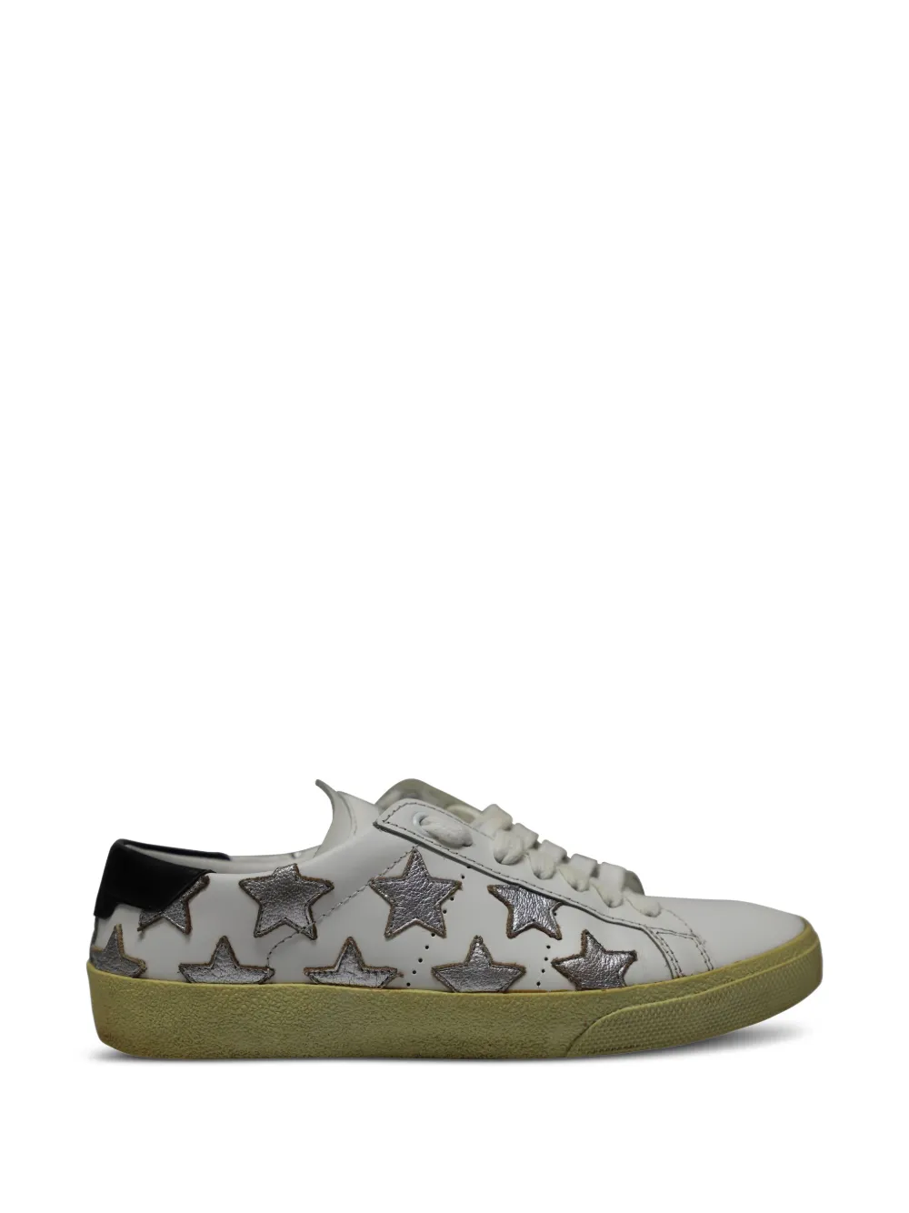 Saint Laurent Pre-Owned metallic star leather sneakers - Bianco