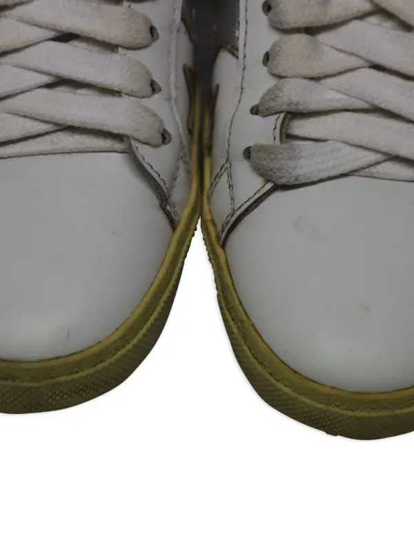 Saint Laurent Pre-Owned Metallic Star Leather Sneakers | White