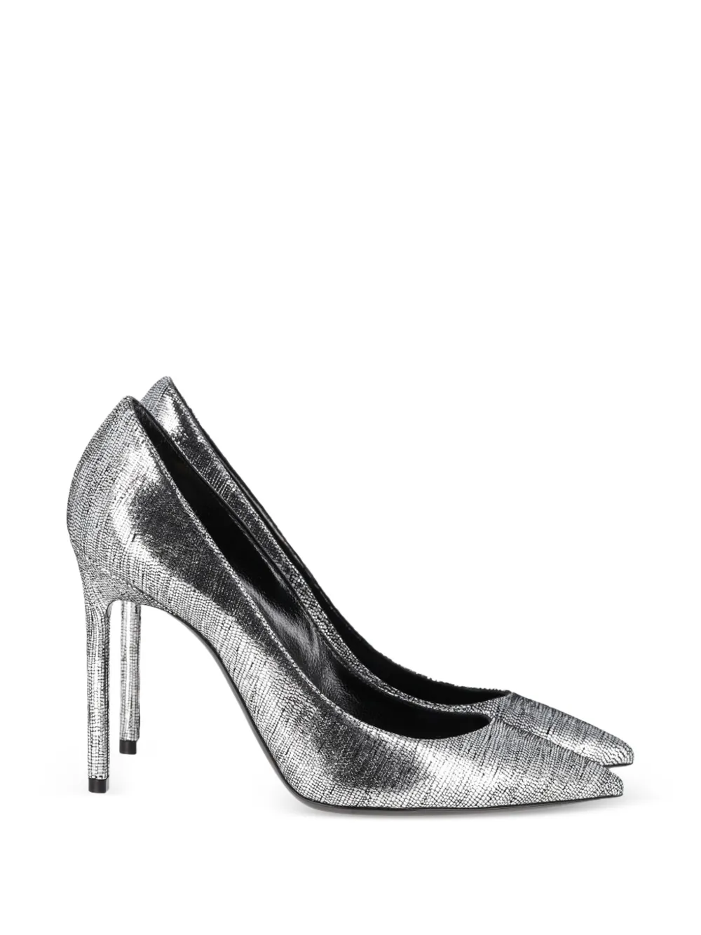 Saint Laurent Pre-Owned Anja textured pointed pumps - Argento