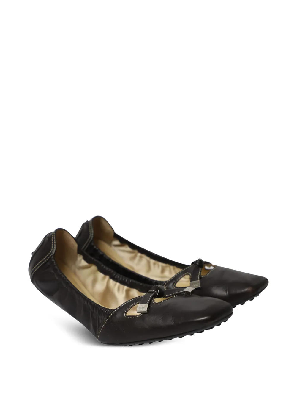 Tod's Vintage Bow Scrunch ballet flats - Marrone