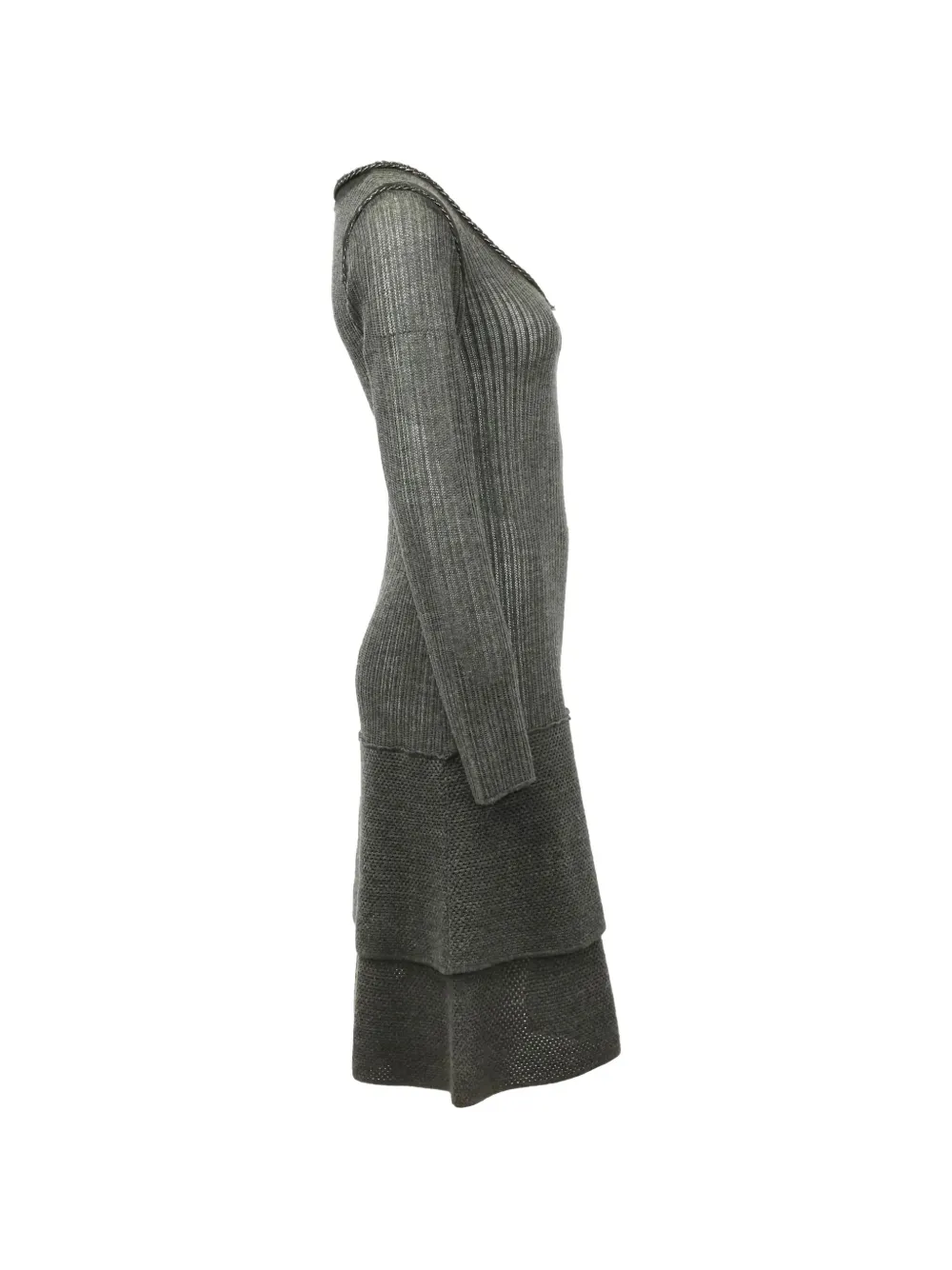 Chain-Trim Ribbed-Knit Dress
