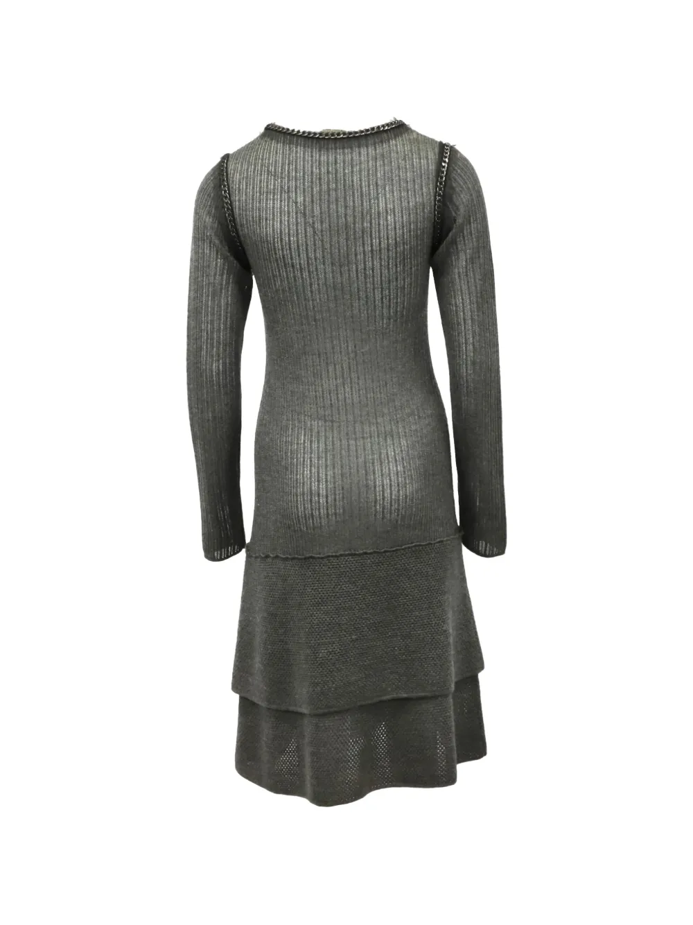 Chain-Trim Ribbed-Knit Dress