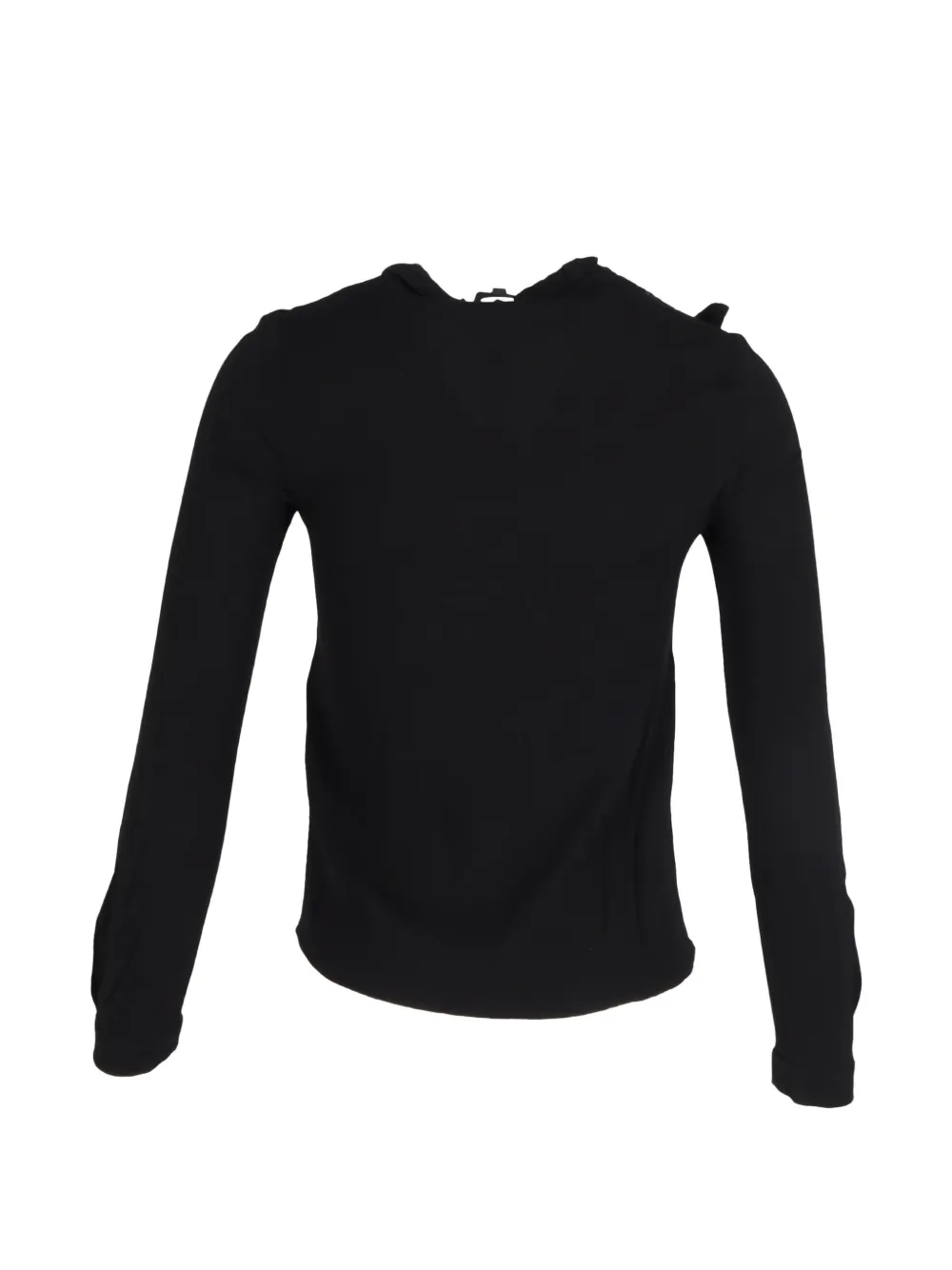 Pre-owned Maje Ruffle-trim Long-sleeve Top In Black