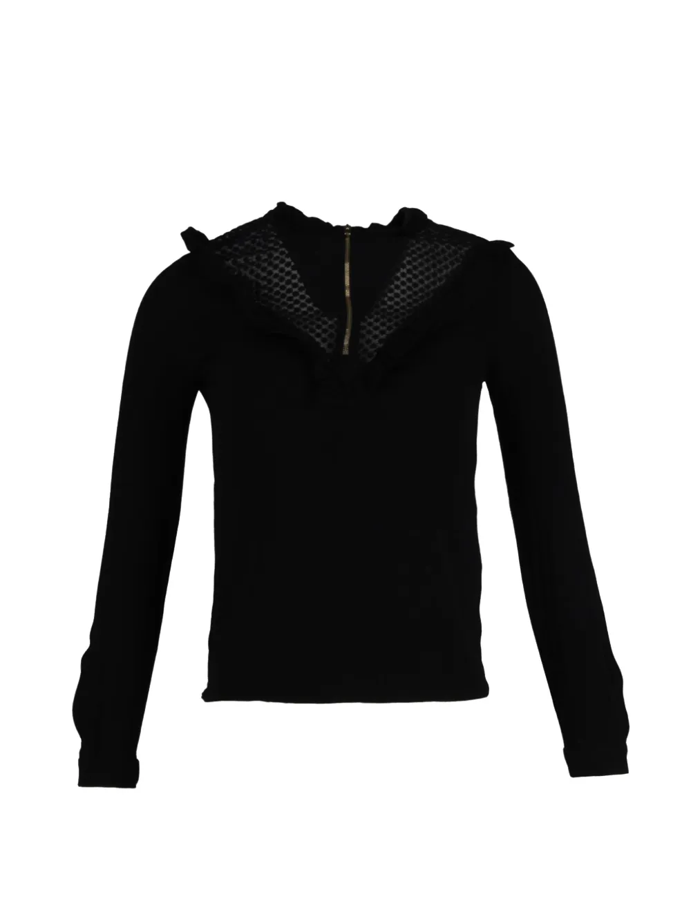 Maje ruffle-trim long-sleeve top - Nero