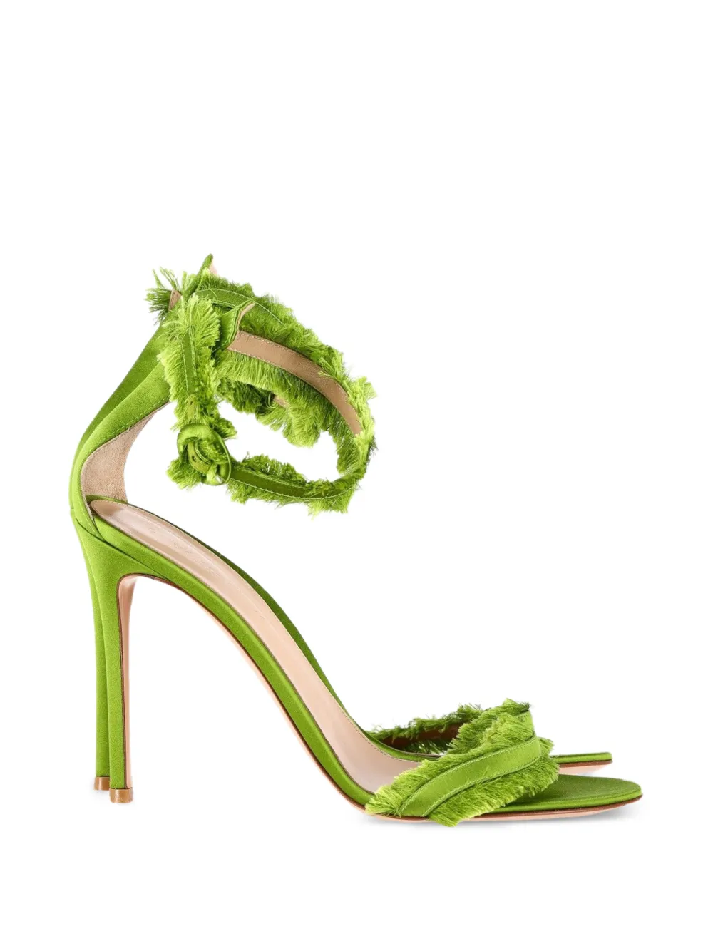 Gianvito Rossi fringe-trimmed satin sandals - Grün
