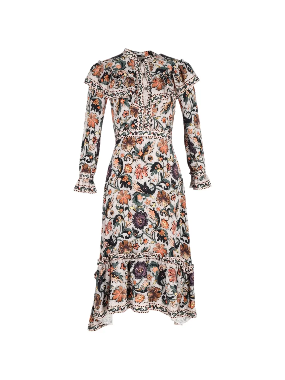 Vilshenko floral-print midi dress - Nude