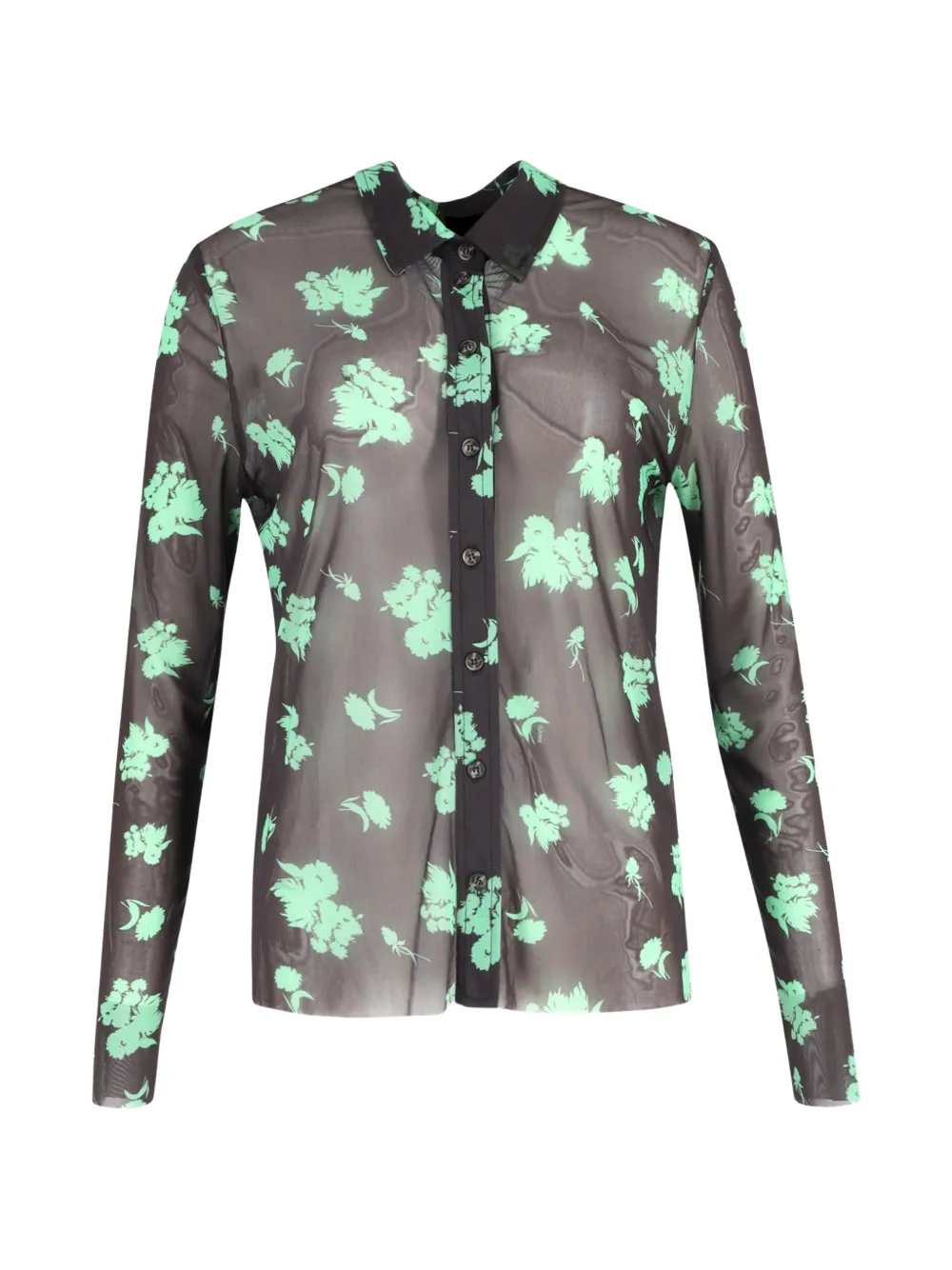 GANNI printed mesh shirt - Nero