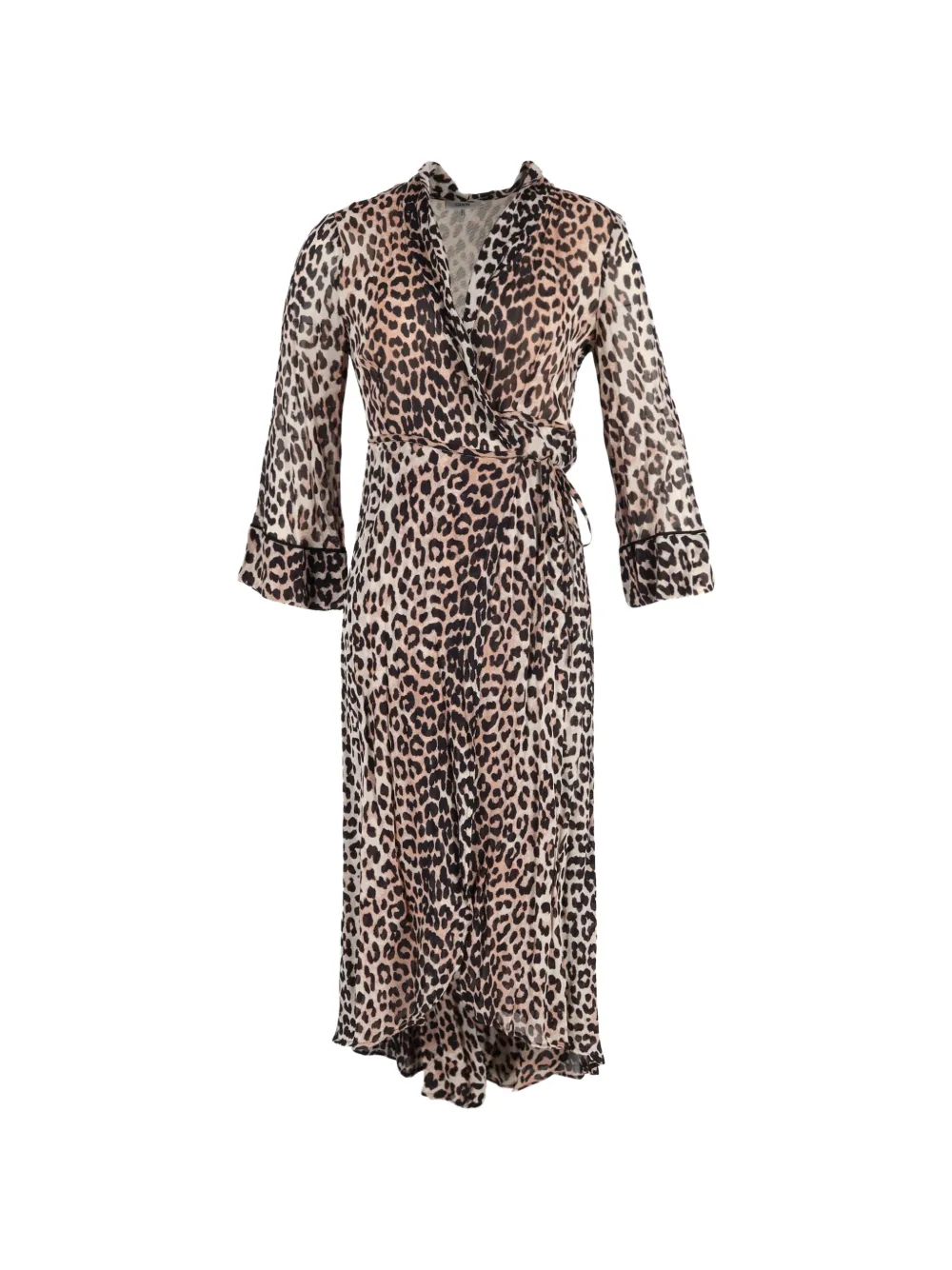 GANNI leopard-print wrap maxi dress - Toni neutri