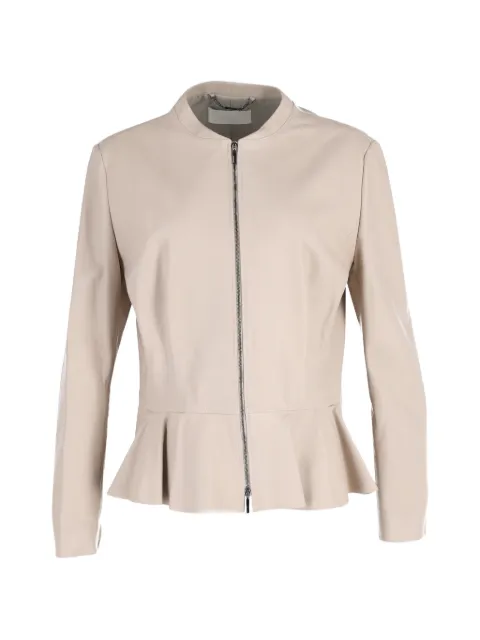 BOSS zip-up peplum leather jacket