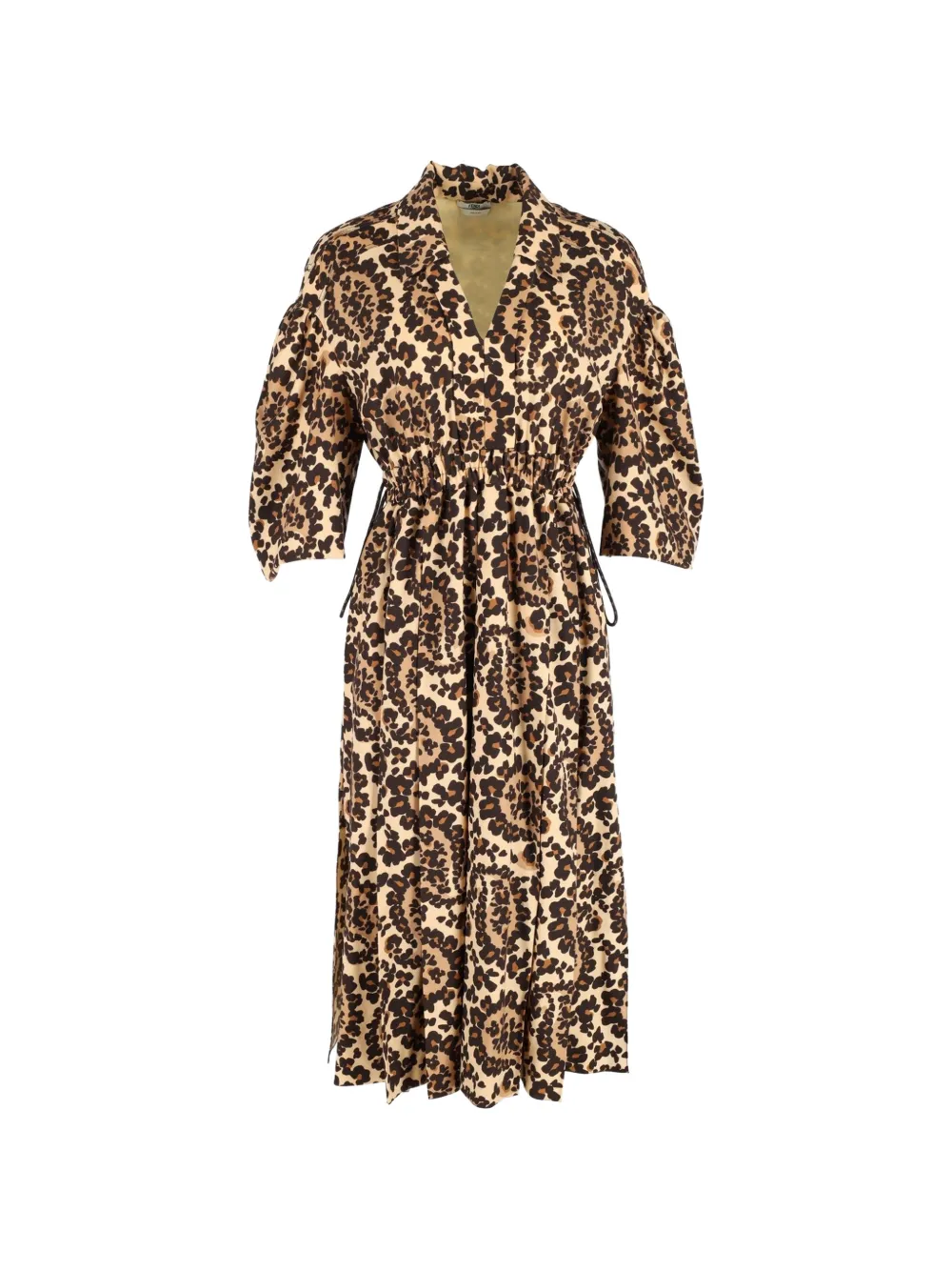 Fendi Pre-Owned leopard-print V-neck midi dress - Toni neutri