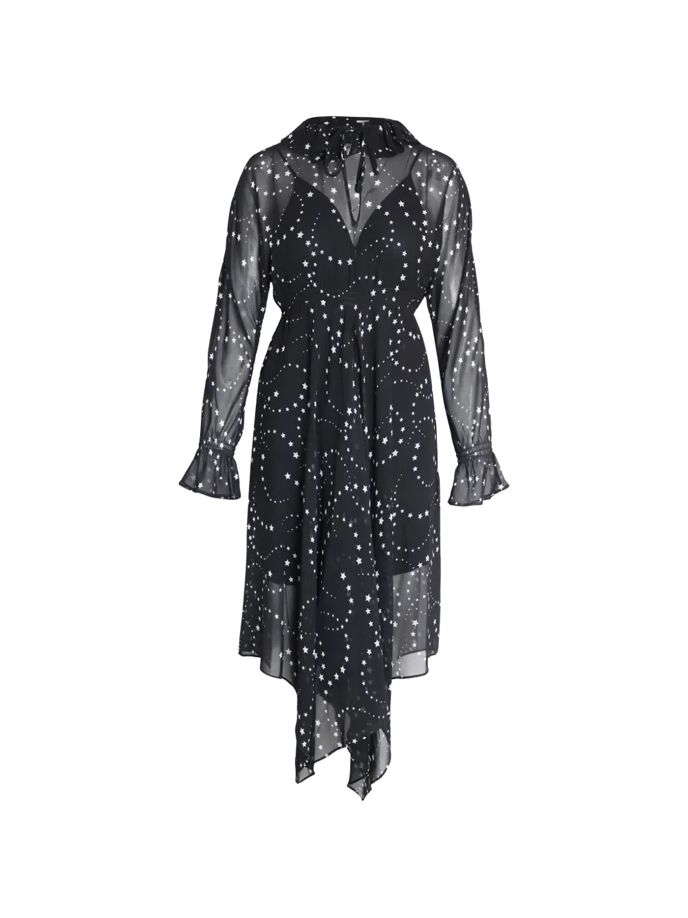 Maje star-print tie-neck dress - Nero