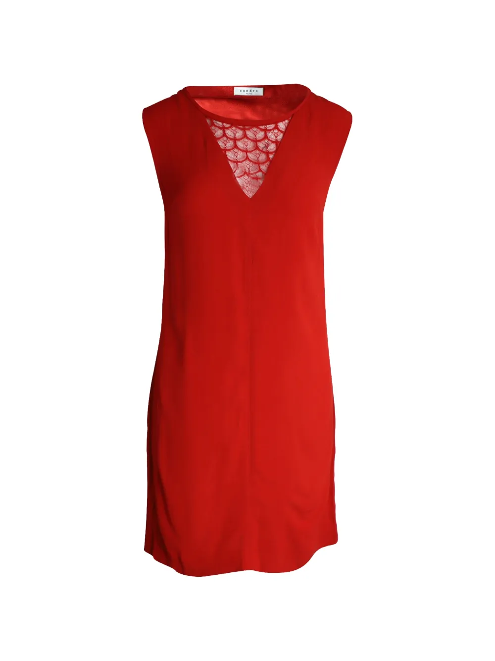SANDRO lace-trimmed V-neck dress - Rosso