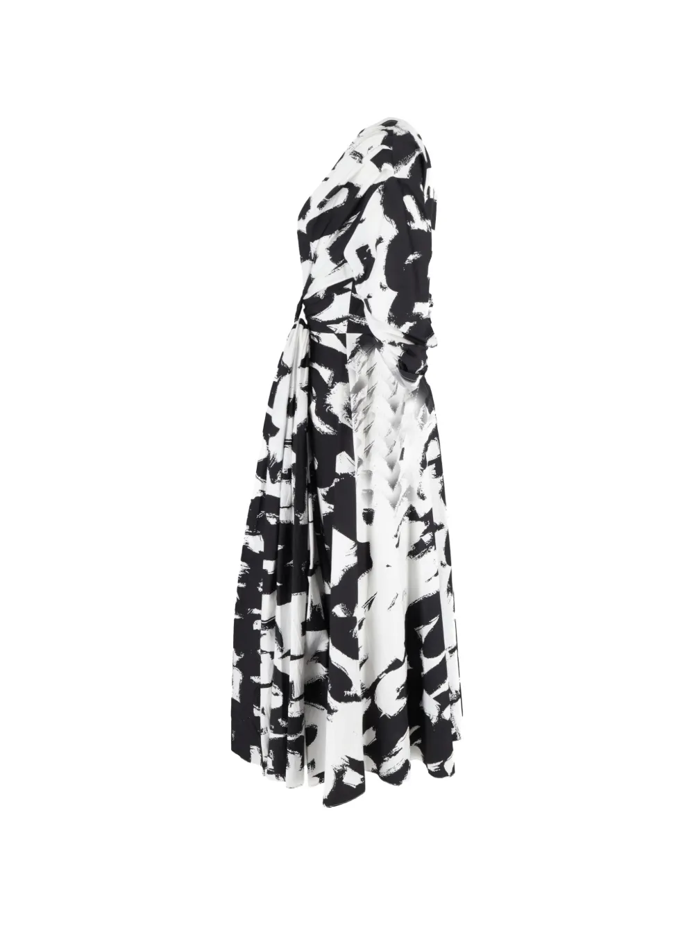 Twisted-Waist Printed Midi Dress