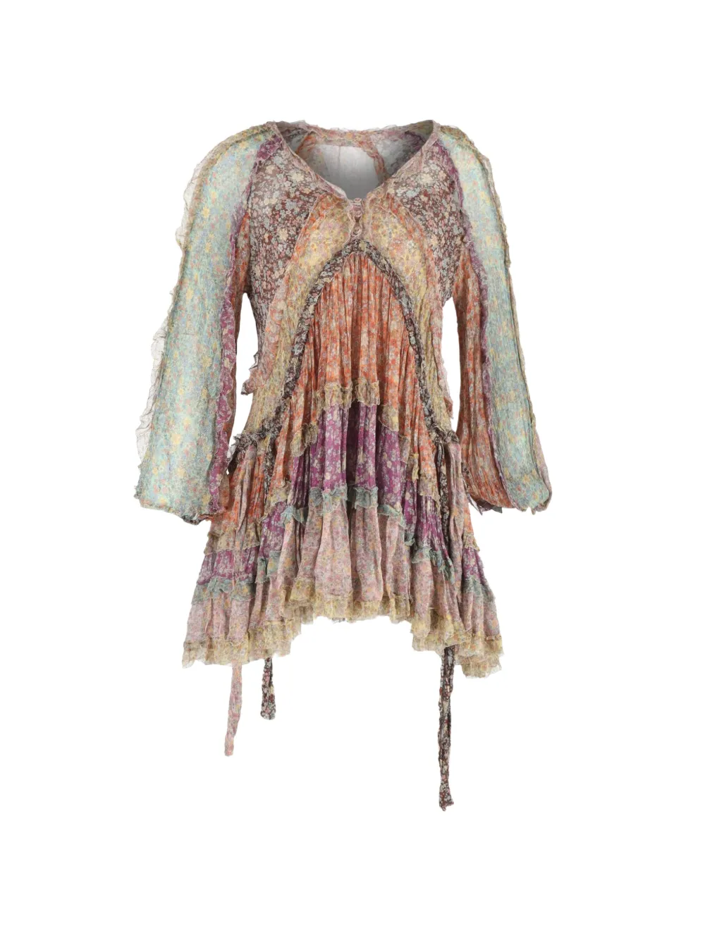 ZIMMERMANN floral-print tiered dress - Toni neutri