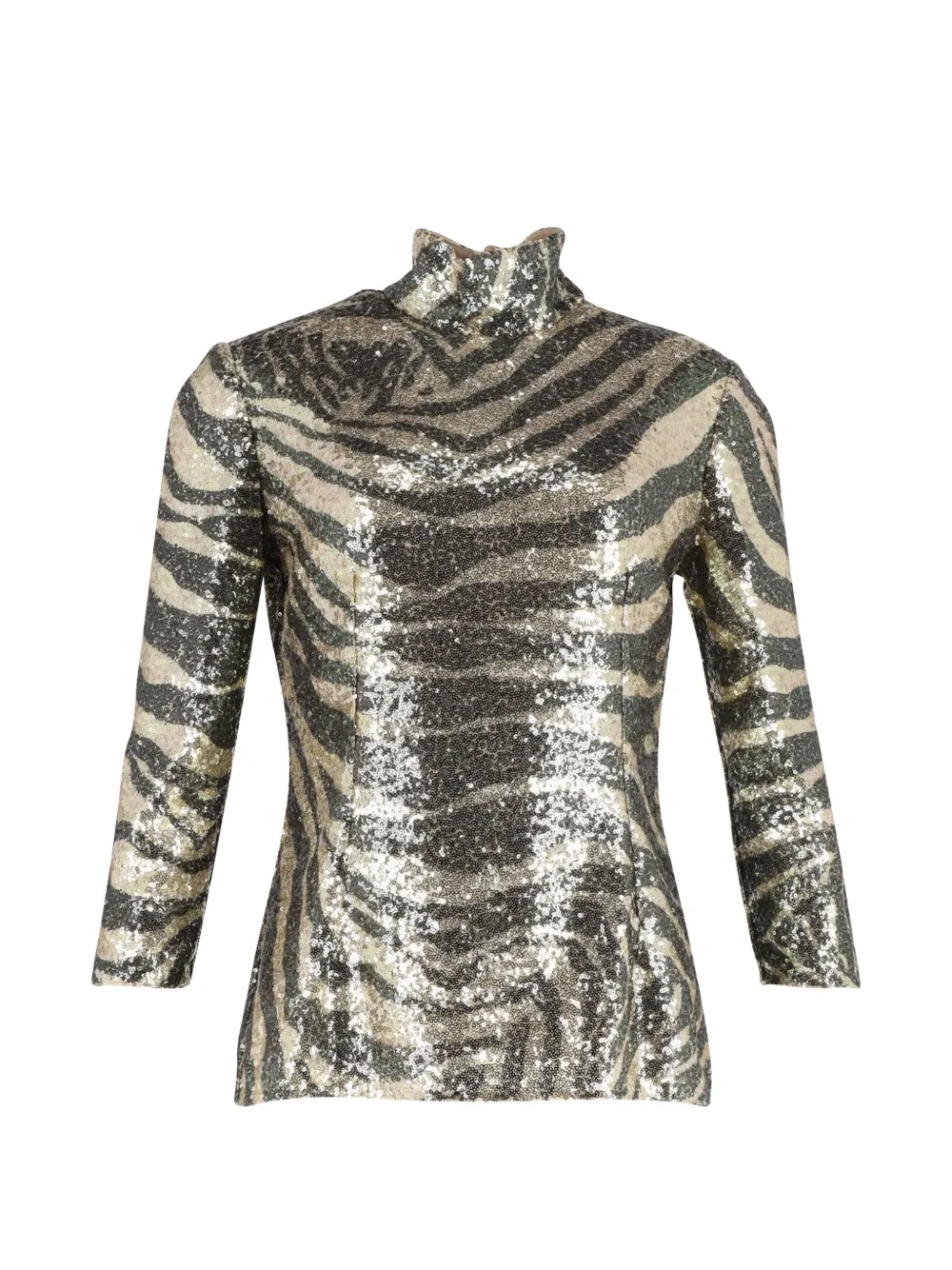 Dolce & Gabbana Pre-Owned zebra-print sequin turtleneck top - Oro