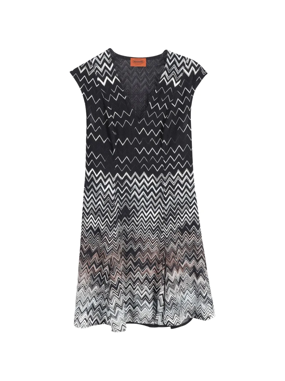 Missoni Pre-Owned zigzag-print V-neck mini dress - Nero