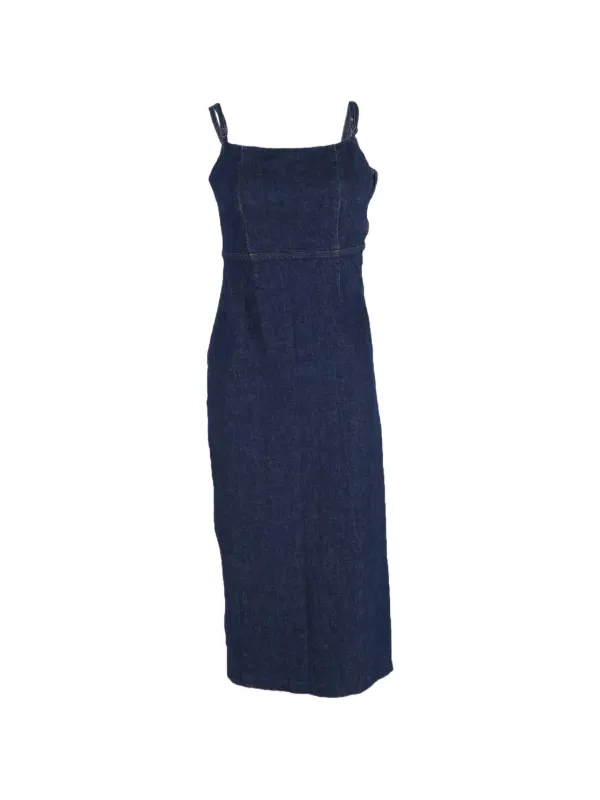reformation delphinia denim dress REFORMATION Delphinia Stretch-Denim Midi Dress