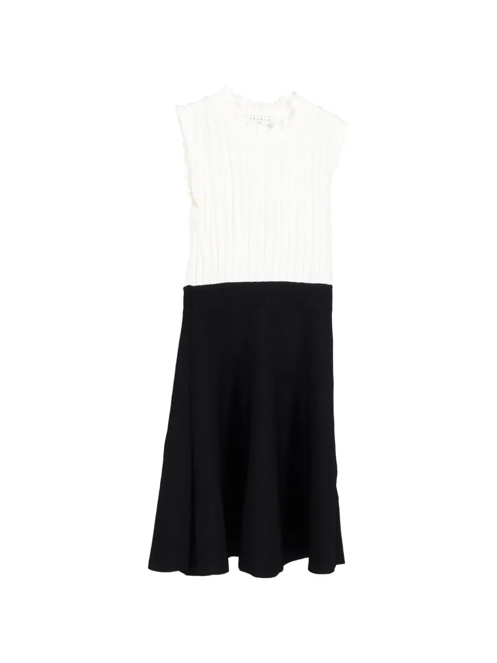 SANDRO Edda two-tone knitted mini dress - Bianco