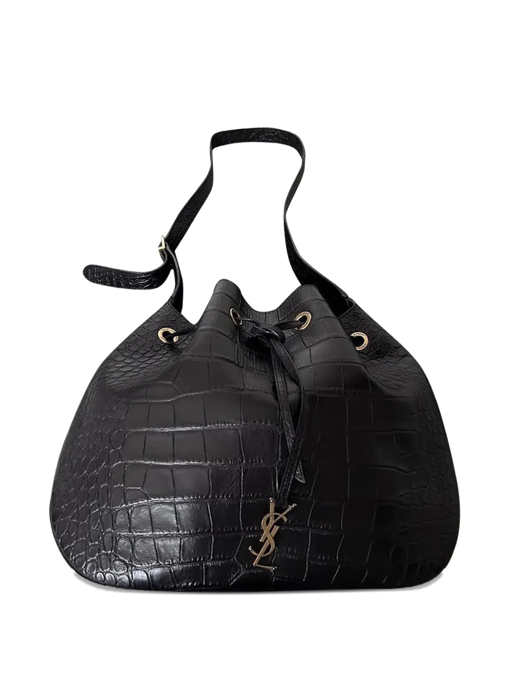 Saint Laurent Pre-Owned medium Paris Vii crocodile-effect leather shoulder bag - Nero