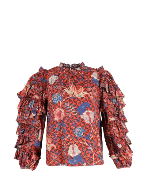 Ulla Johnson haut en soie à manches volantées