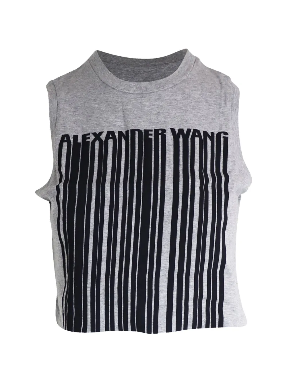 Pre-owned Alexander Wang Barcode Printed Cropped Tank Top In Gray