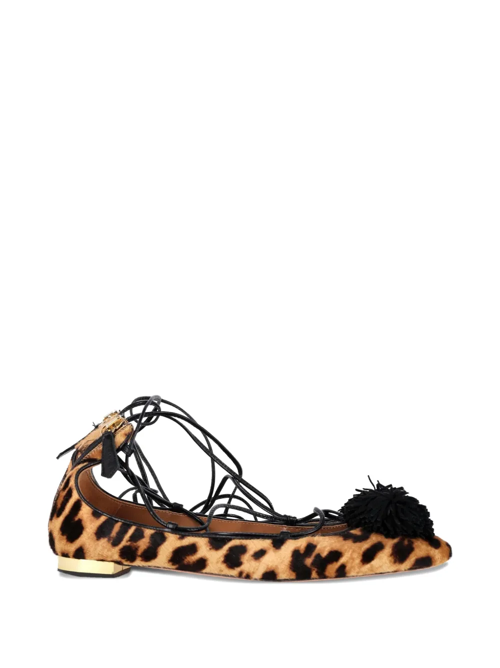 Aquazzura leopard-print lace-up ballerina flats - Toni neutri