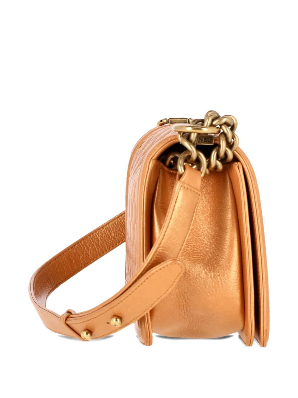  Chanel Pre-owned Quilted Chain Medium Boy Flap Bag - Brown 