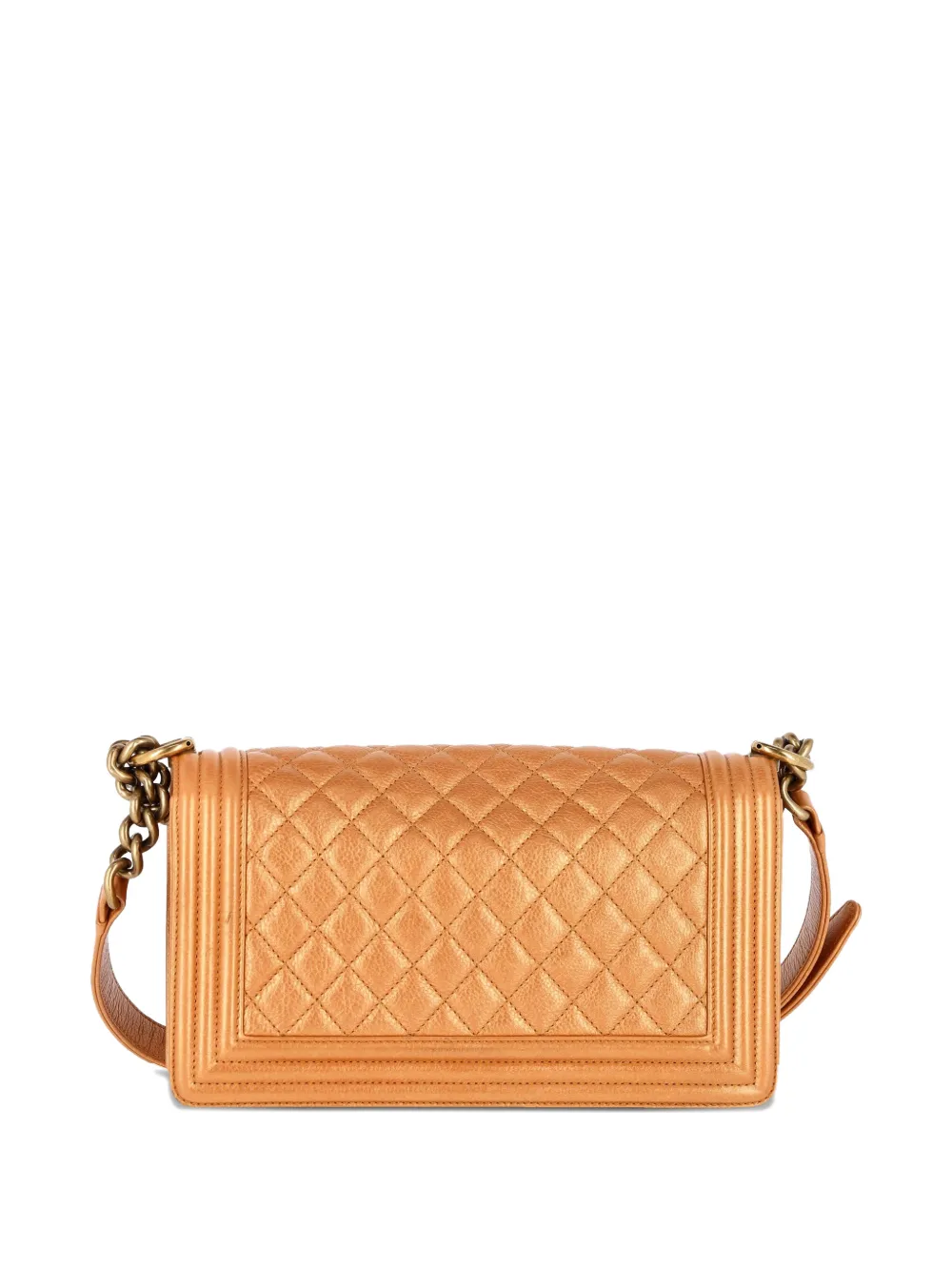  Chanel Pre-owned Quilted Chain Medium Boy Flap Bag - Brown 