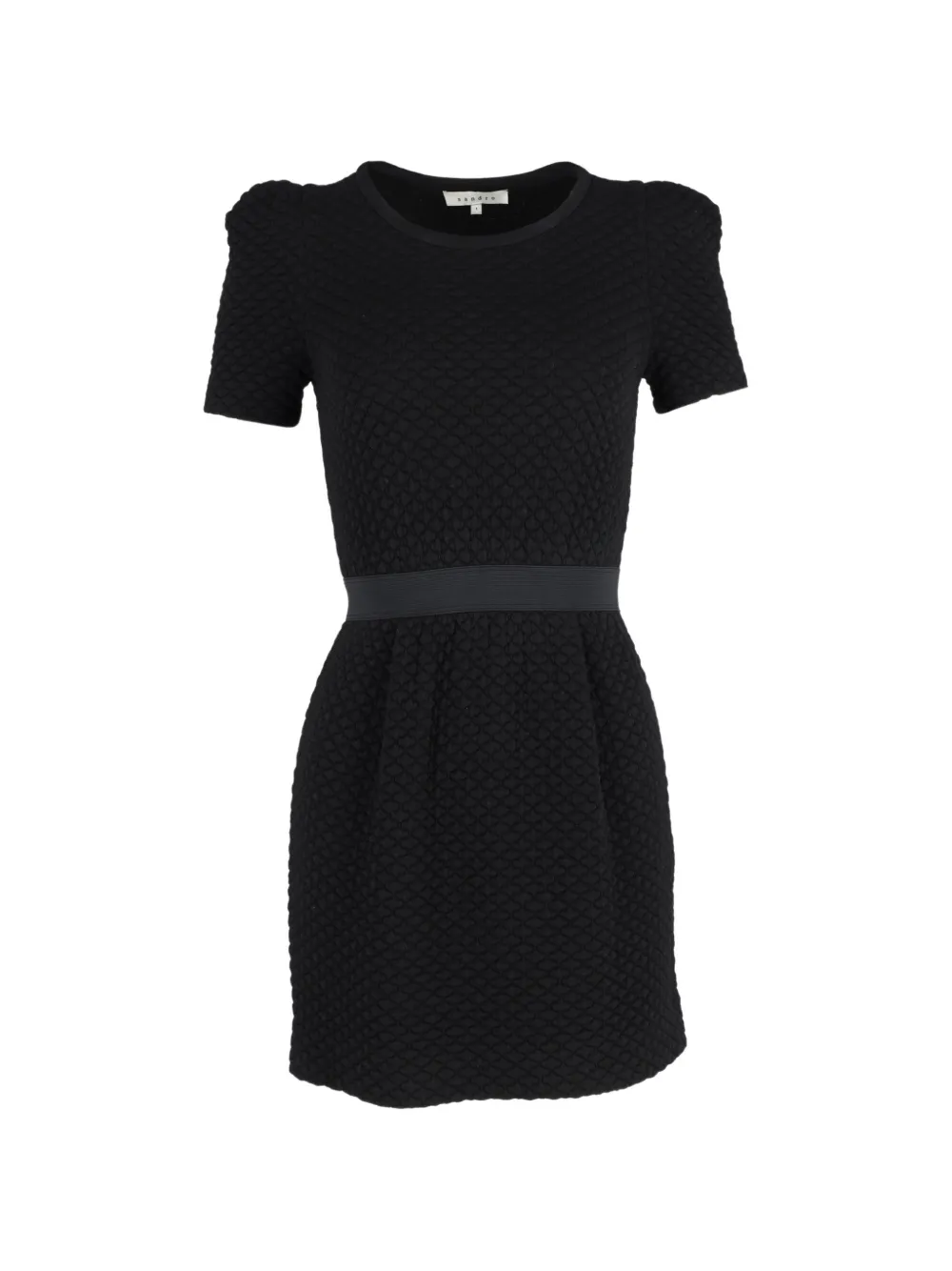 SANDRO short-sleeve quilted mini dress - Nero