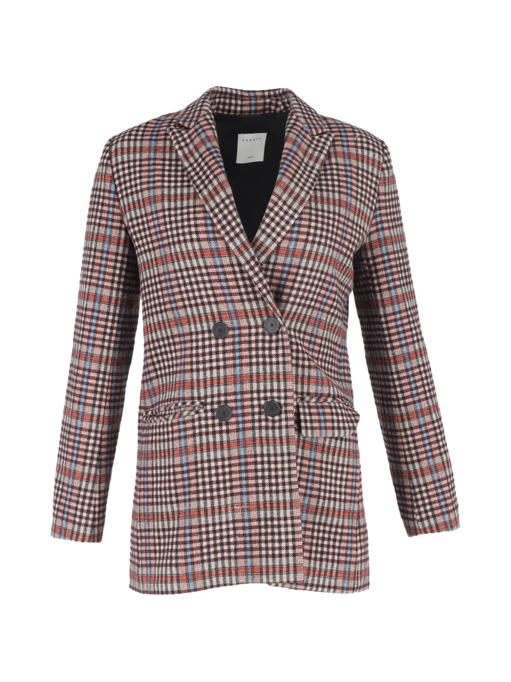 SANDRO plaid double-breasted blazer - Marrone